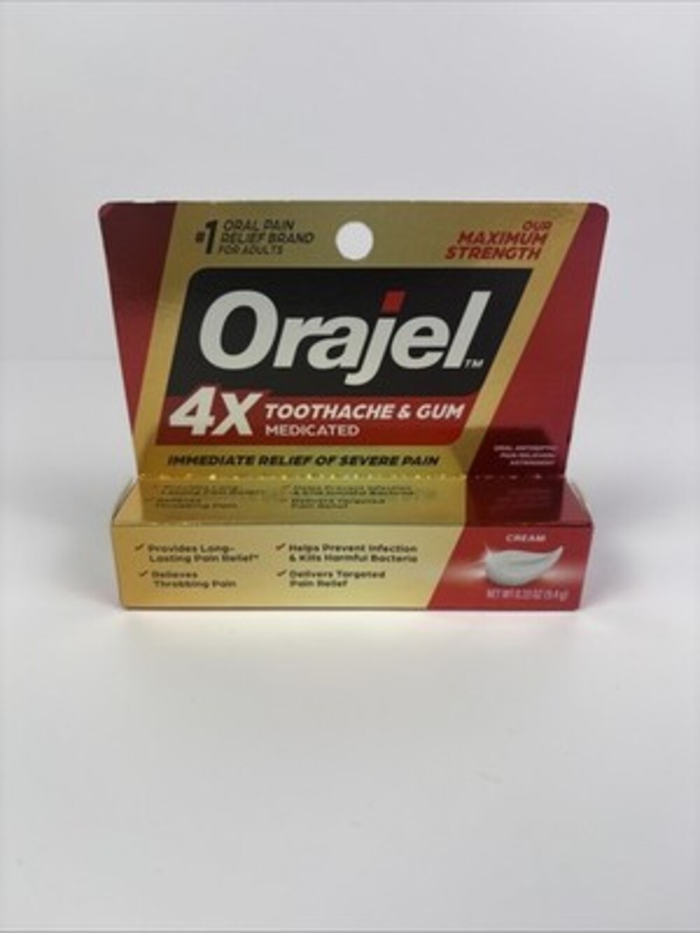 Orajel 4X for Toothache & Gum Pain: Severe Cream Tube 0.33oz-